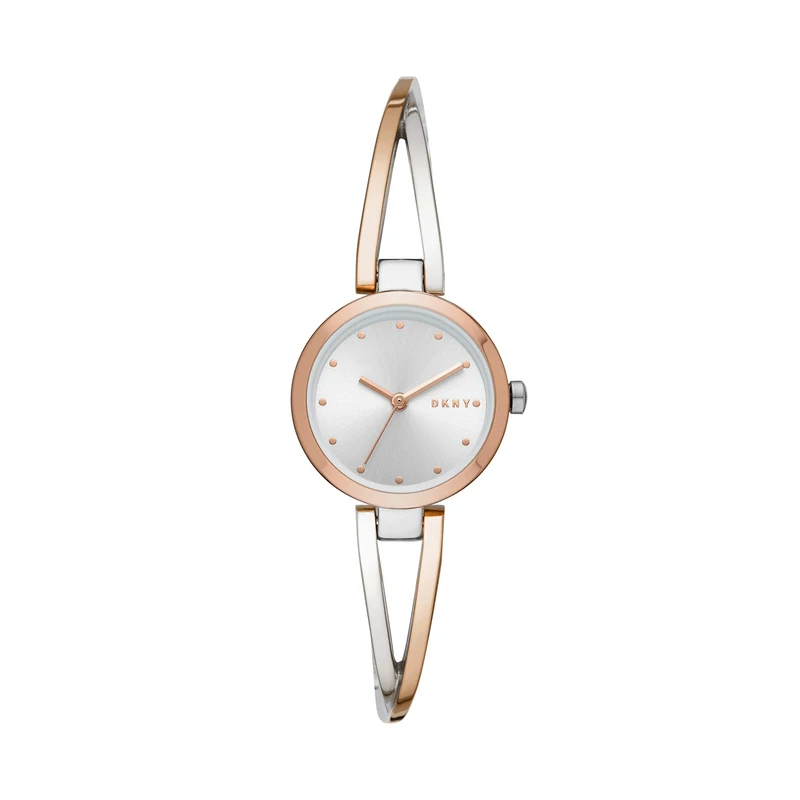 DKNY Watch for Women Crosswalk, Three Hand movement, 26mm Rose Gold Stainless Steel case with a Stainless Steel strap, NY2791
