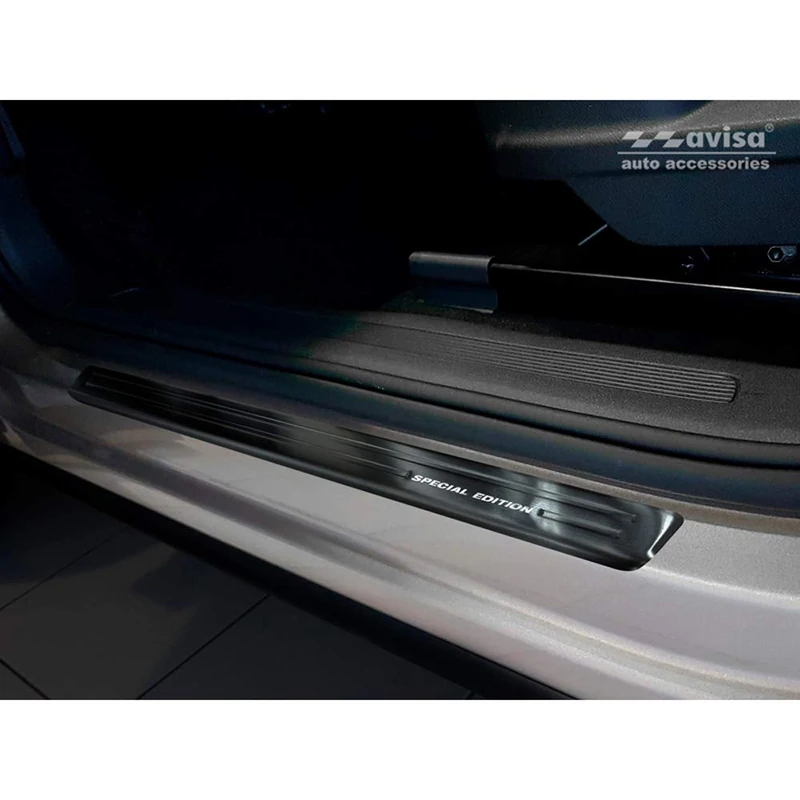 Avisa Universal door sill protector set 'Special Edition' Black 3D Carbon / Aluminum (2 pieces) - 45x4cm