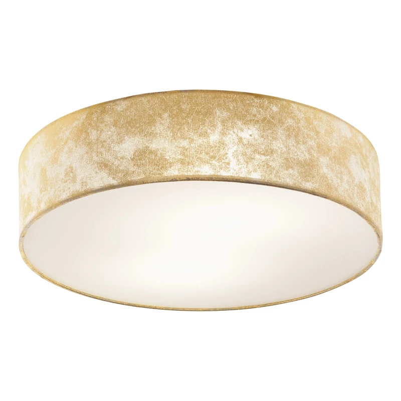 Eglo Viserbella Vintage Flush Ceiling Light, Champagne Steel and Golden Fabric Ceiling Lamp, Living Room, Kitchen and Hallway Lighting, E27 Socket, Ø 15 inches