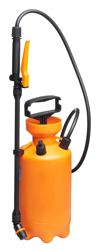 Fiskars pressure sprayer, For water-based plant treatments, Adjustable spray pattern, Safety valve for pressure stability, 5 l, Black/Orange, 1025934
