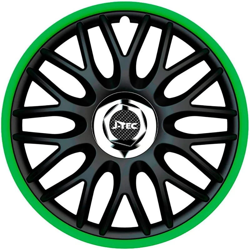 J-Tec Set wheel covers Orden R 14-inch black/green + chrome ring