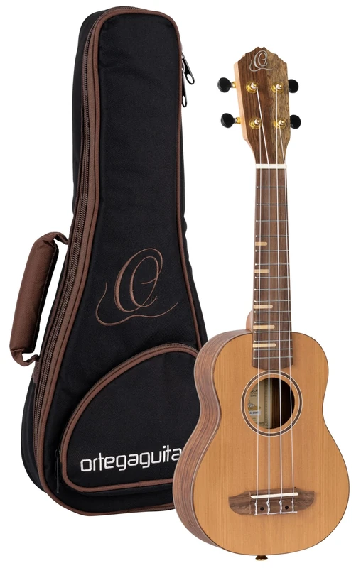 Ortega Guitars Soprano Ukulele Acoustic – Timber Series – Including Gigbag – Cedar, Walnut, Natural (RUTI-SO)