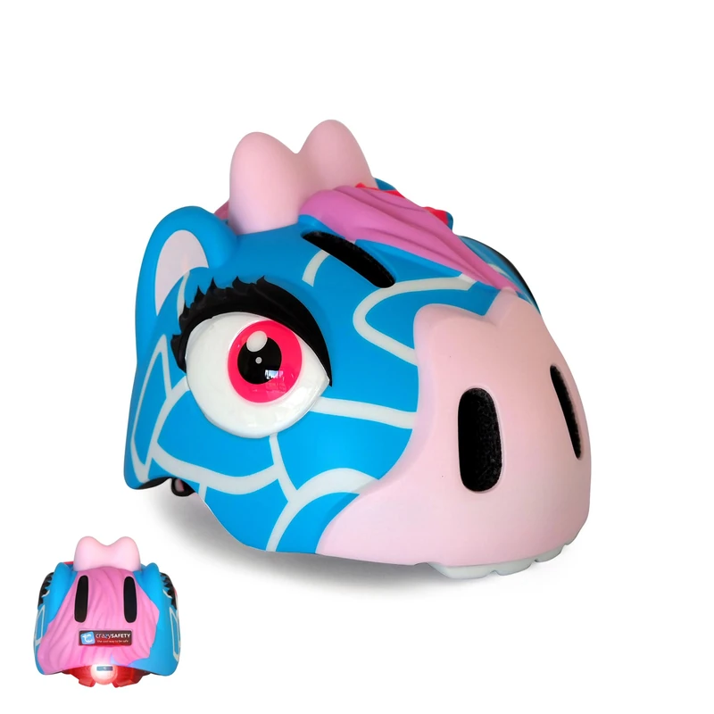 Crazy Safety Blue Giraffe Kids Bike Helmet | Cycle helmet for children aged 2-7 years for bikes, skateboards, balance bikes, scooters, skates Lightweight and adjustable 3D animal helmet 49-55 cm