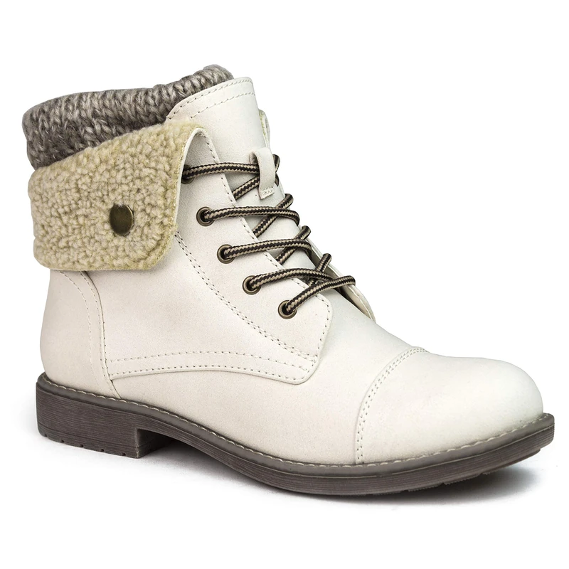 CLIFFS BY WHITE MOUNTAIN Women's Duena Hiking Boot, Winter White/Burn/Fab/Fleece, 7 UK