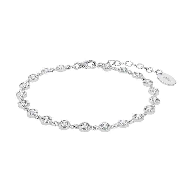 s.Oliver Bracelet Women Arm jewelry, with Zirconia synth., 16+4 cm, Silver, Comes in jewelry gift box, 2024229