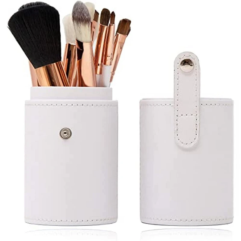Zoë Ayla 12-Piece Professional Brush Set with Vegan Leather Travel Case, White/Rose Gold - Image 1