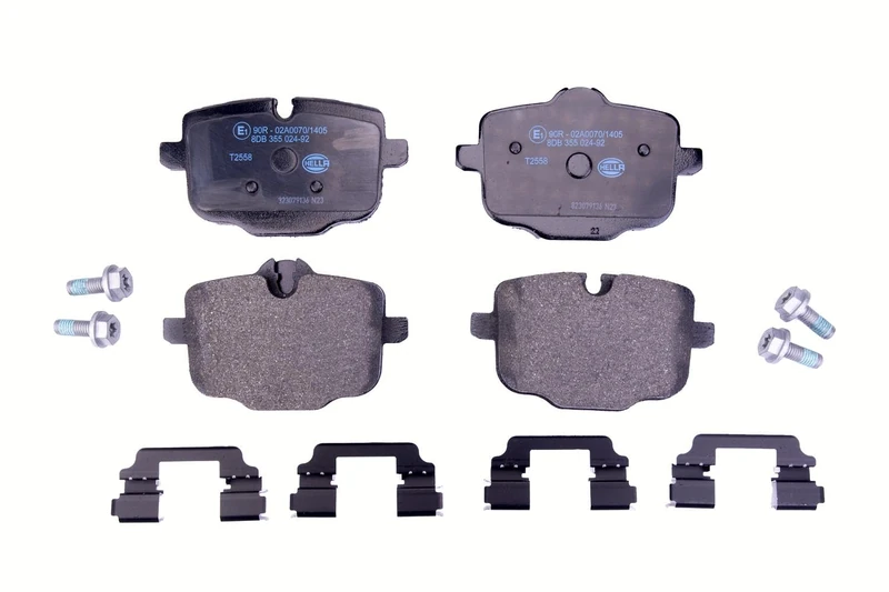 HELLA 8DB 355 024-921 Brake pad set - prepared for wear indicator - T2558 - for e.g. BMW