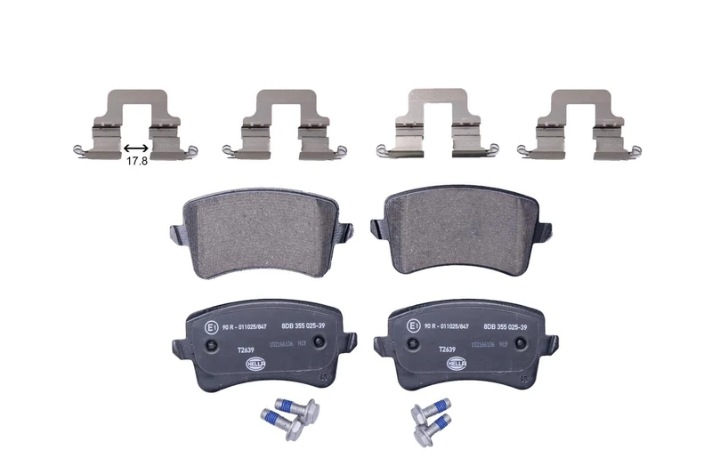 HELLA 8DB 355 025-391 Brake pad set - not prepared for wear indicator - T2639 - for e.g. AUDI