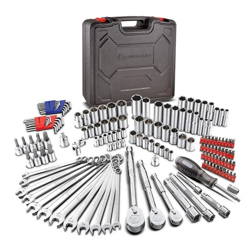 Powerbuilt 152 Piece 1/4-inch, 3/8-inch, and 1/2-inch Drive Mechanics Tool Set - with SAE and Metric Socket Set, 72 Tooth Seal-Head Ratchet, Automotive Tool Kit, including Case - 642453