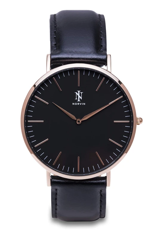 Norvin Unisex Adult Analogue Classic Quartz Watch with Leather Strap 9911