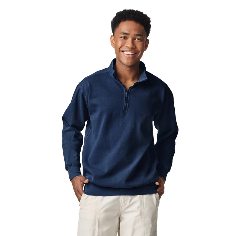 Comfort Colors Men's Adult 1/4 Zip Sweatshirt, True Navy, XL