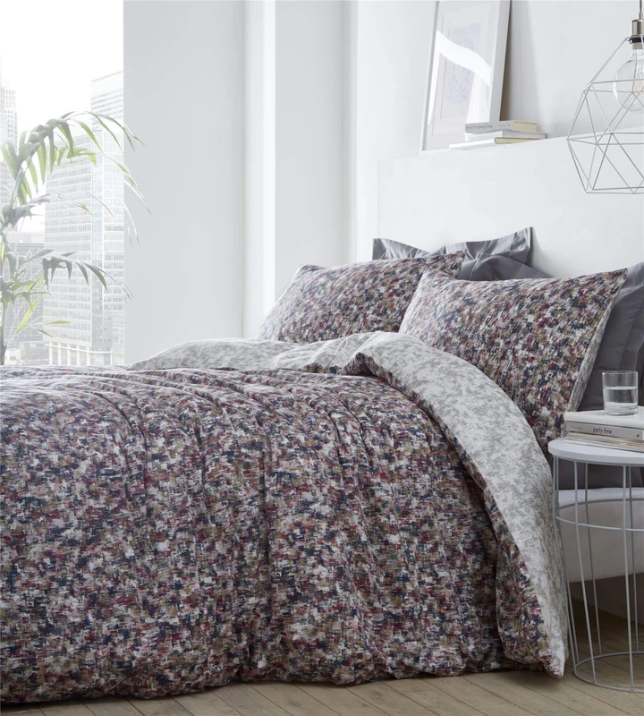 Muse Abstract Duvet Cover and Pillowcase Bed Set, Percale Cotton, Multi, Super King - Image 1