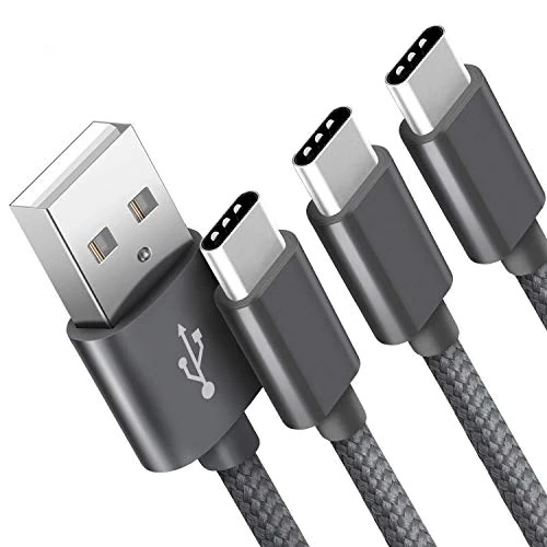 SUCESO USB C Charger Cable [1M+2M+2M] Type C Fast Charging Cable Nylon Braided Compatible with Galaxy S22 S21 Ultra S10 S9 S8 A12 A20e, Pixel, LG etc - Gray