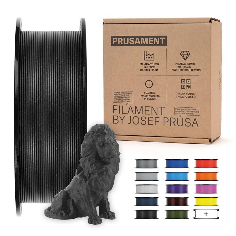 Prusament PLA Galaxy Black 1.75 mm 3D Printer Filament, 1 kg Spool, ±0.02 mm Precision