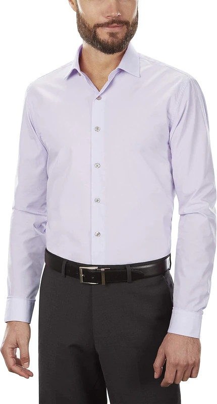 Kenneth Cole Unlisted by Men's Dress Shirt Slim Fit Solid, Lilac, 17"-17.5" Neck 32"-33" Sleeve - Image 1