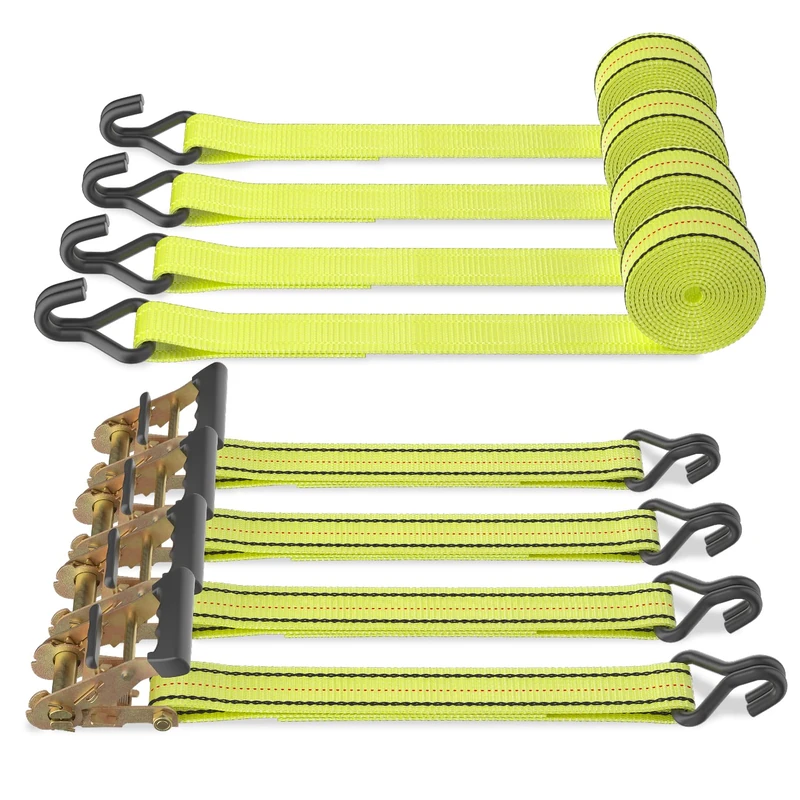 Autofonder 4PC 1.5" x15ft Ratchet Straps Heavy Duty-3000 lbs Break Stength,1000lbs Working Load-Cargo Tie Down Straps with Coated Double J Hooks for Securing Household Appliances, ATVS or Motorcycles