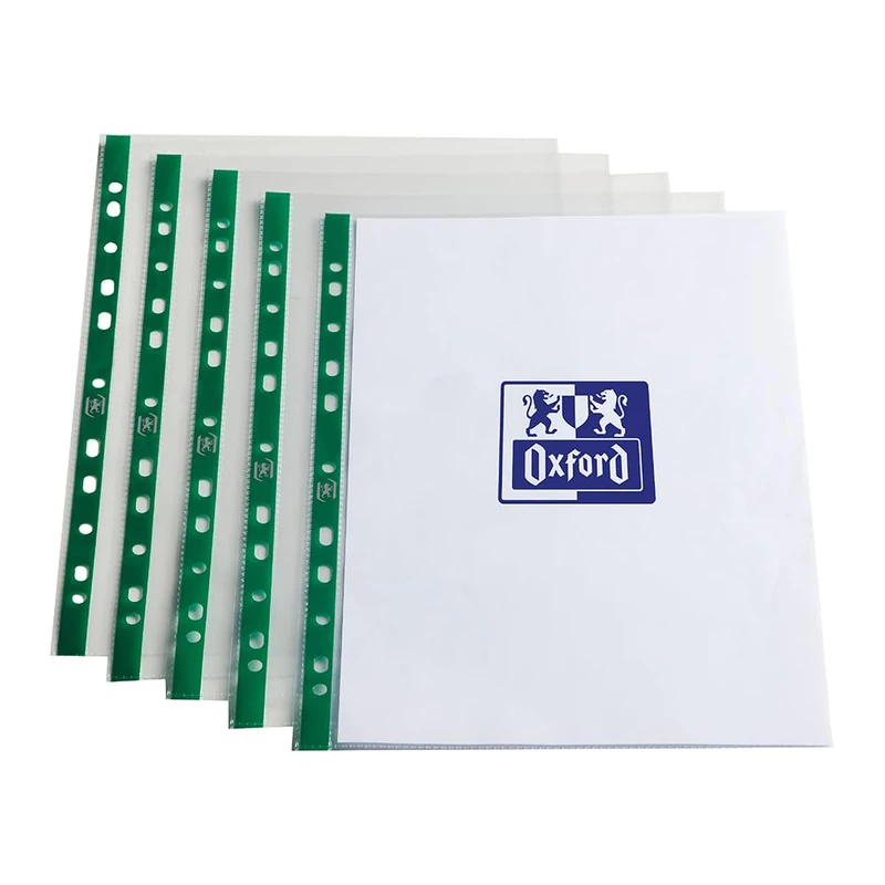 Oxford Heavy Duty A4 Punched Poly Pockets, Glass Clear, Box of 100 Extra Strong Plastic Wallets