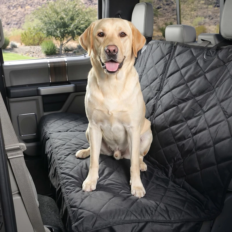 4Knines Crew Cab Truck Rear Bench Seat Cover with Hammock - Heavy Duty - Waterproof (Black, Driver Side)