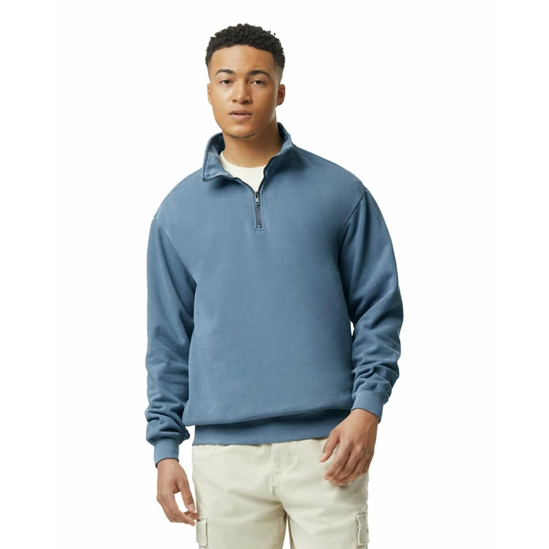 Comfort Colors Men's Adult 1/4 Zip Sweatshirt, Blue Jean, Large