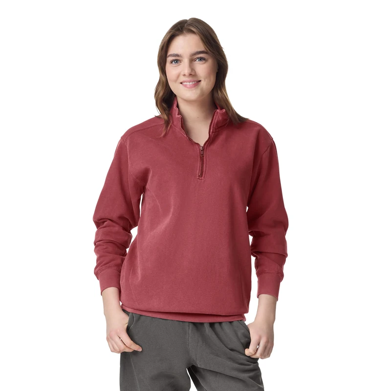 Comfort Colors Men's Adult 1/4 Zip Sweatshirt, Crimson, XL