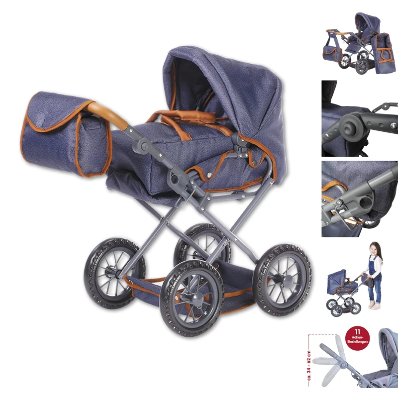 KNORRTOYS.COM 63130 Knorrtoys 63130 Doll's Pram Ruby-Dark Blue 51 x 37 x 64 cm