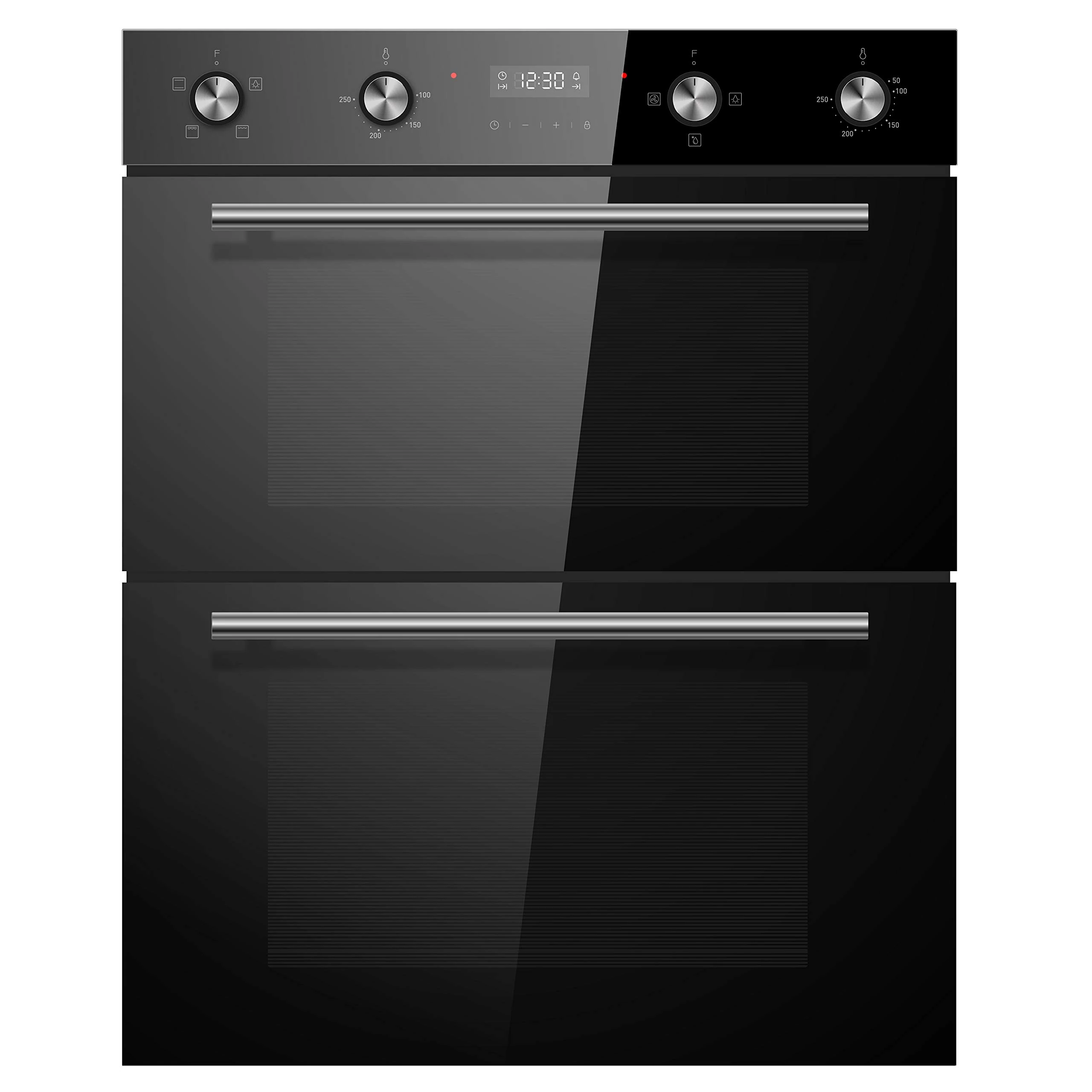 Cookology CDO720BK Built-in Electric Double Fan Oven in Black - Combined 85 Litre Capacity - Integrated Cooker - 6 Cooking Functions - Easy Programmable Timer - Dial Controls & Digital Clock