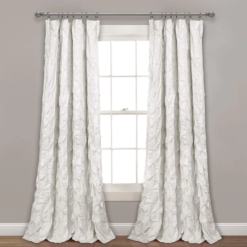Lush Decor Ravello Pintuck Window Curtain Panel, Single, 52" W x 84" L, White - Luxe Pintuck Embellishment - Chic Textured Design - Traditional Glam & Farmhouse Window Decor