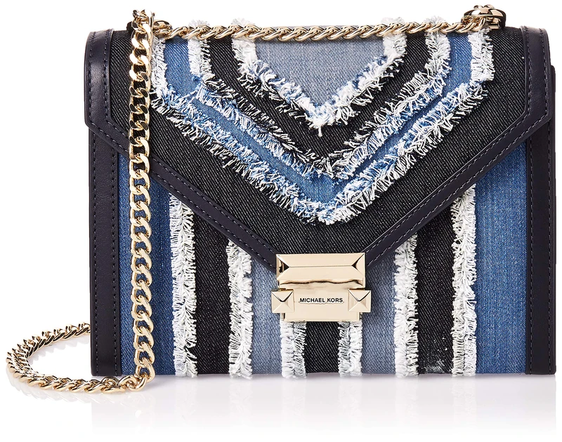 Michael Kors Whitney Large Frayed Denim Conv Shoulder Bag Women’s Shoulder Bag, Blue (Denim Multi), 7.6x17.8x23.5 centimeters (B x H x T)