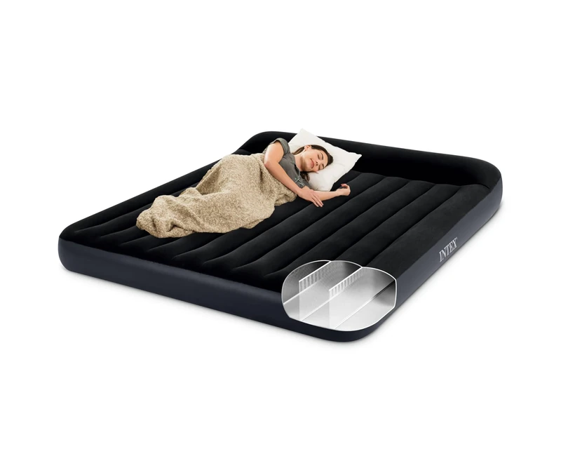 Intex Durabeam King Size Pillow Rest Classic Airbed Inflatable Mattress 1.83m x 2.03m x 25cm, Black