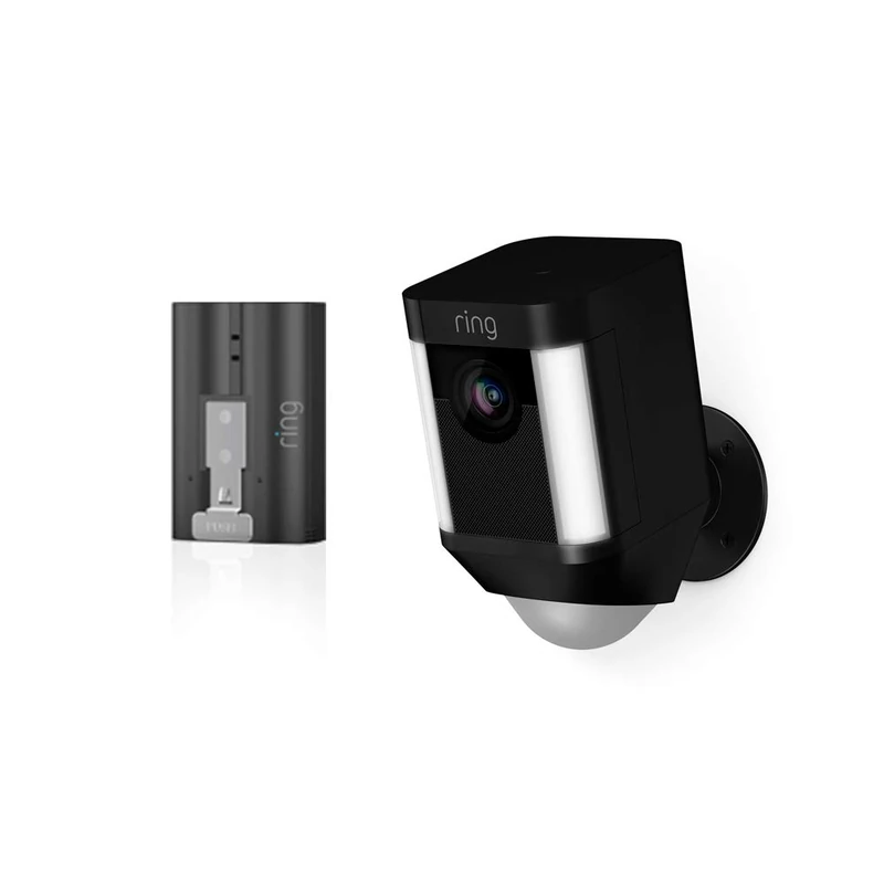 Ring Spotlight Cam (Black) + Extra Rechargeable Battery
