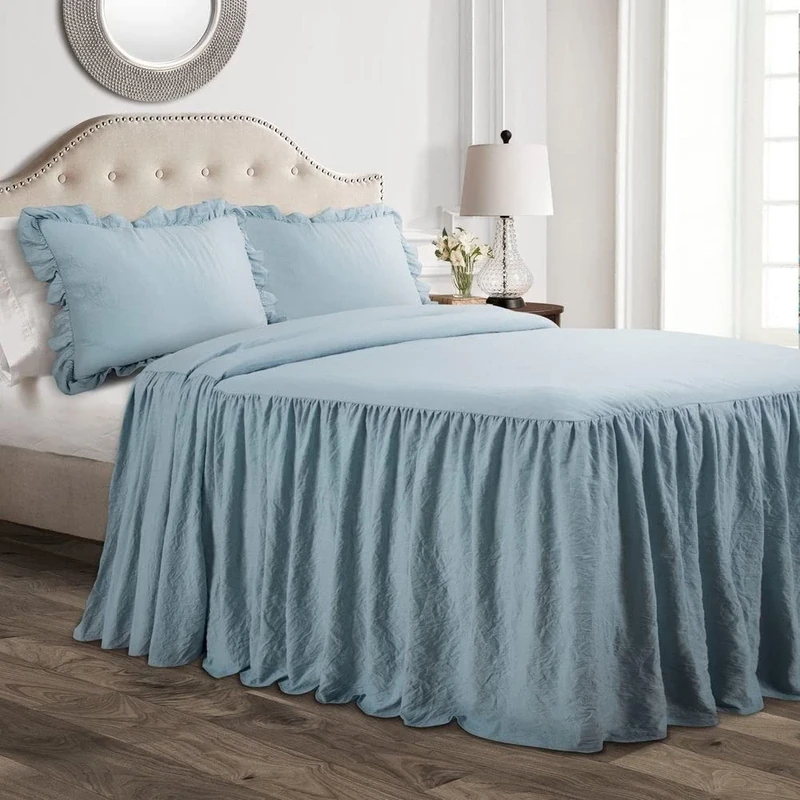 Lush Decor Ruffle Skirt Bedspread, Polyester, Lake Blue, Queen