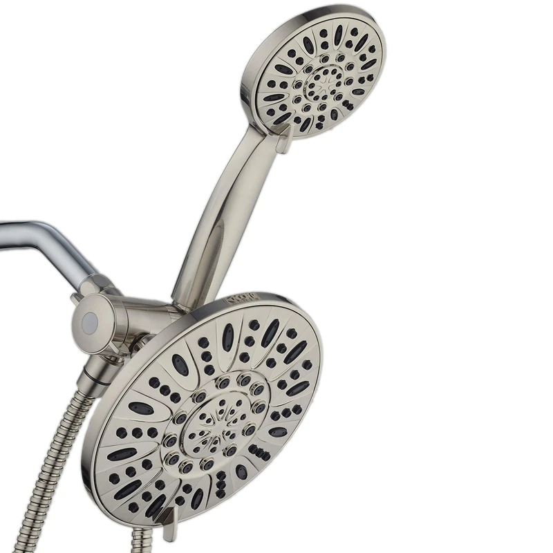 AquaDance Brushed Nickel 7" Premium High Pressure 3-Way Rainfall Combo with Extra Long 72 inch Hose – Enjoy Luxury 6-Setting Rain Showerhead and Matching Hand Held Shower Separately or Together