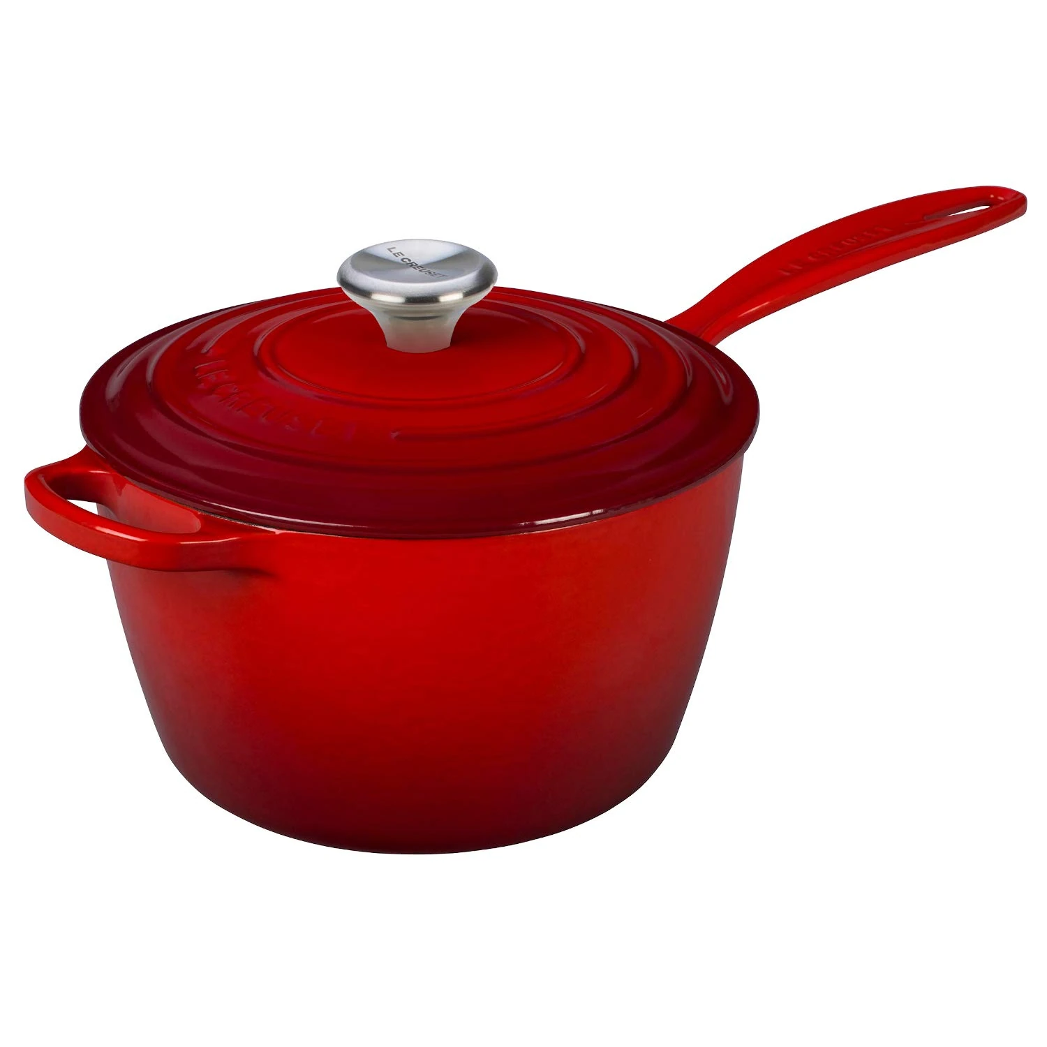 Le Creuset Signature Enamelled Cast Iron Saucepan with Anti Drip Pouring Lip and Vented Lid, for All Hob Types, 20 cm, 2.5 litres, Cerise, 21181200602430