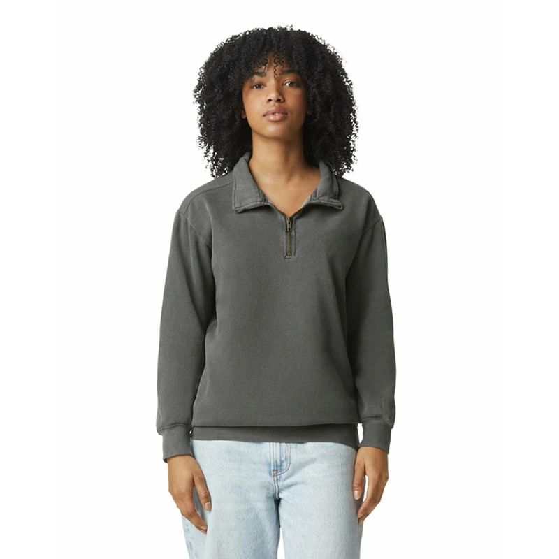 Comfort Colors Men's Adult 1/4 Zip Sweatshirt, Pepper, Large