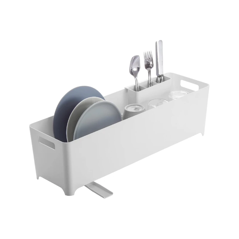 Yamazaki 4314 TOWER Slim Drainer Basket, white, ABS Resin, Minimalist, 55.5 x 16.5 x 16 cm