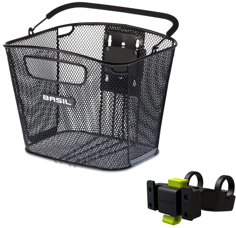 Basil Bold Front Klickfix Basket/Klickfix Handlebar Holder Steel - Steel, One Size