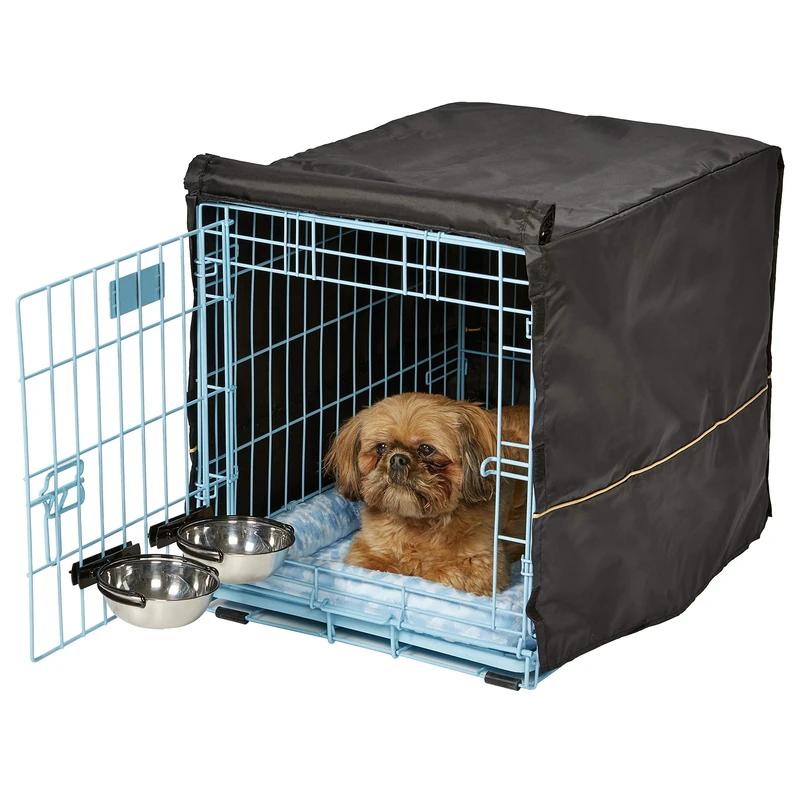 MidWest Homes for Pets Blue Fashion iCrate Starter Kit, 61 cm Dog Crate Bundle for Small Dogs, Includes Cage, Pet Bed, 2 Bowls and Privacy Cover