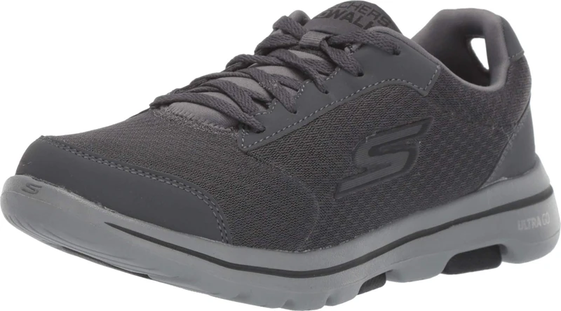 Skechers Men's Go Walk 5 Qualify Trainers, Grey Charcoal Textile Synthetic Black Trim Ccbk, 8.5 UK
