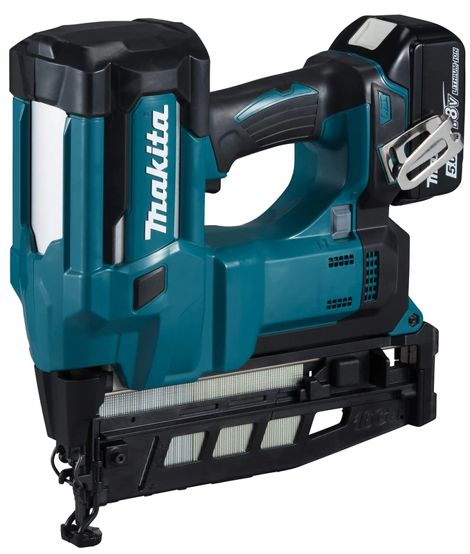 Makita DBN600RTJ 18V Li-ion LXT 16G Finishing Nailer Complete with 2 x 5.0 Ah Li-ion Batteries and Charger Supplied in a Makpac Case