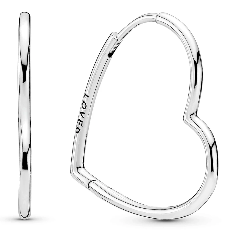 Pandora Moments Women's Sterling Silver Asymmetrical Heart Hoop Earrings, No Box