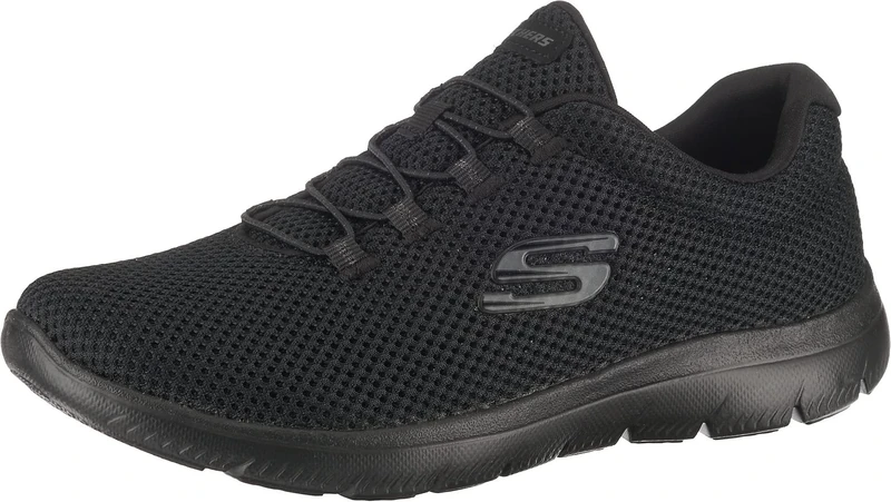 Skechers Womens Summits Artistry Chic Sneaker, Black Mesh Black Trim, 3.5 UK