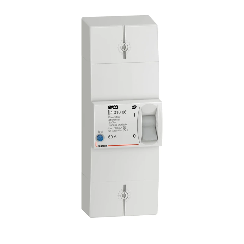 Legrand 401006 Connecting Circuit Breaker Enedis Bipolar Differential, 500mA, Selective Intensity 60A