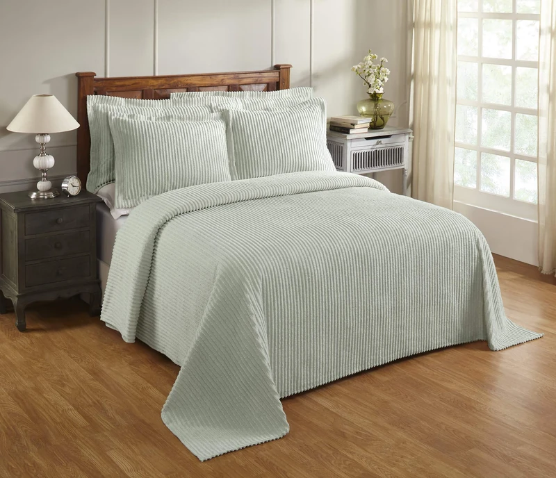 Better Trends Sage Twin Bedspread, 100% Cotton Tufted - Classic Stripe Coverlet, Soft & Cozy Bedding for All Seasons, Machine Washable - Jullian Collection