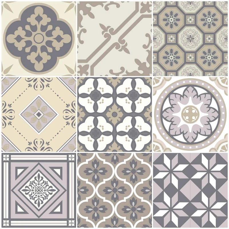 Ambiance Sticker Self-Adhesive Decorative Wall Decal Cement Tile for Bathroom and Kitchen Champêtre - Pack of 9 Stickers of 20 x 20 cm - Image 1