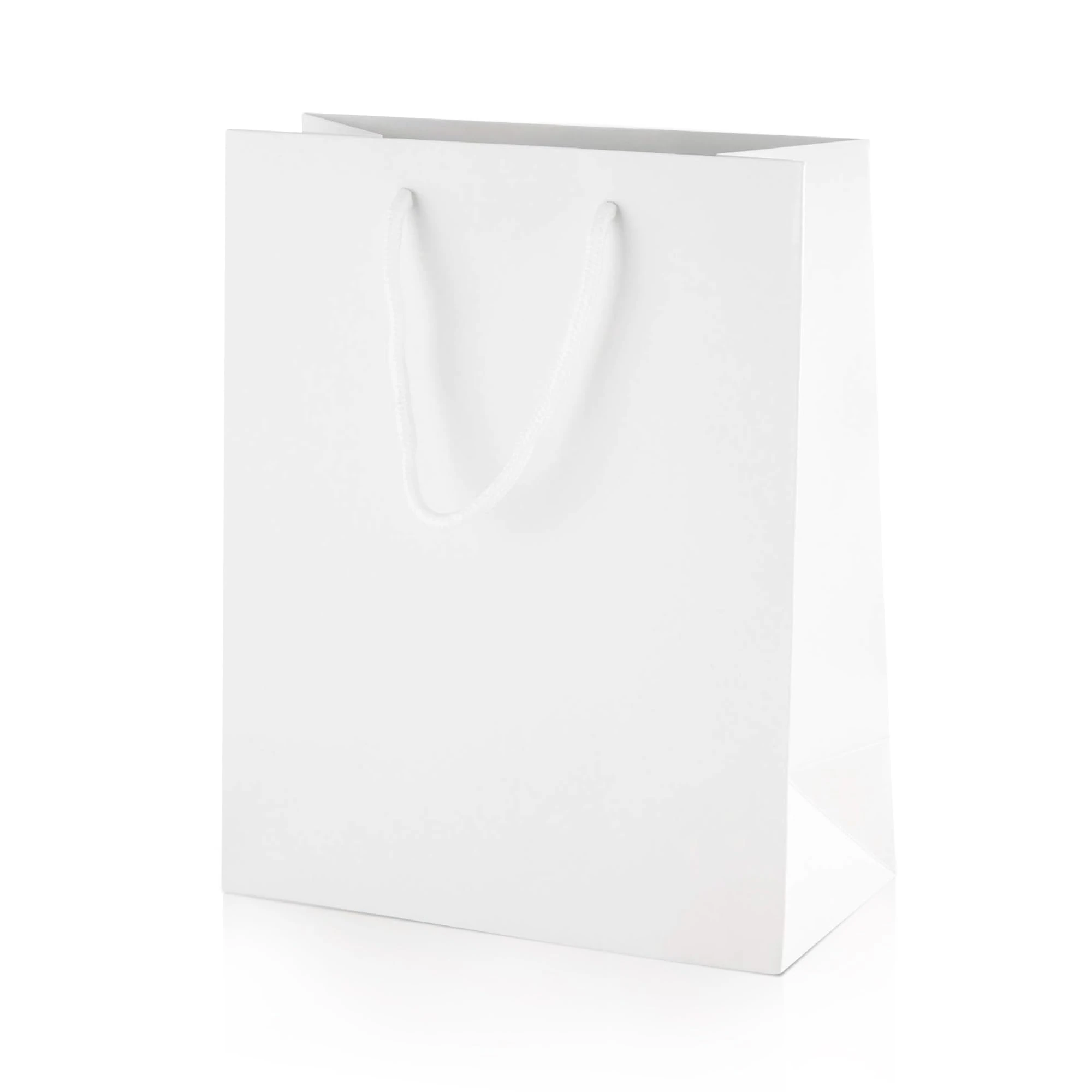 Thepaperbagstore 15× White Medium Matt Laminated Gift Bags 20 × 24 × 10 cm – 250 gsm Boutique Paper Bags with Rope Handles & Reinforced Base – Ideal for Gifts, Weddings, Retail & Corporate Use