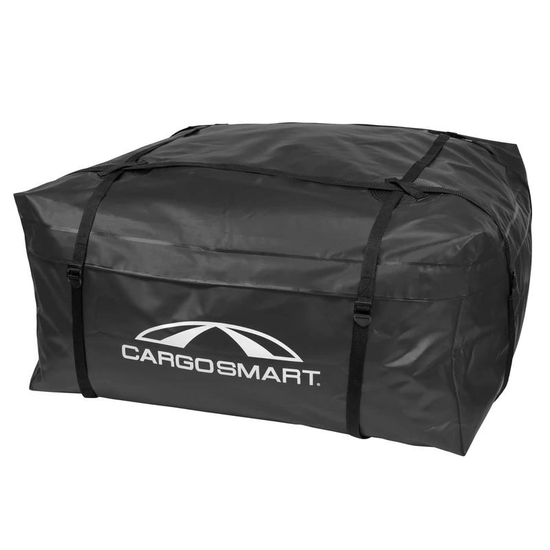 CARGOSMART CargoSmart Soft Sided Car Top Cargo Bag, 38”x38”x18” – Adds up to 15 Cubic Feet of Storage – Easily Mounts to Vehicle’s Bare Roof, Roof Rack or Roof Top Basket – Heavy-Duty Vinyl, Black - Image 1