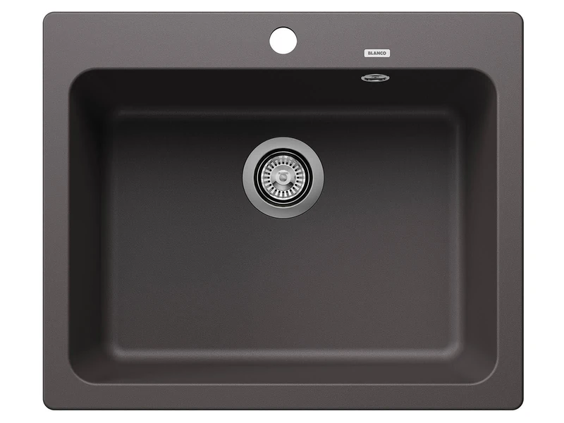 BLANCO NAYA 6 | SILGRANIT Sink in Rock Grey | Installation Type: Inset Installation from Above | for 60 cm Wide Base cabinets | Spacious Bowl Volume | Easy-Care Surface | [61.5x51x21.2 cm]