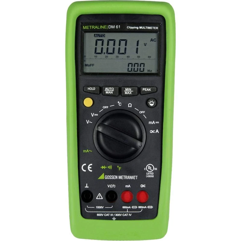 Gossen Metrawatt Metraline DM 61 Handheld Multimeter Digital CAT III 600 V, CAT IV 300 V Display (Counts)