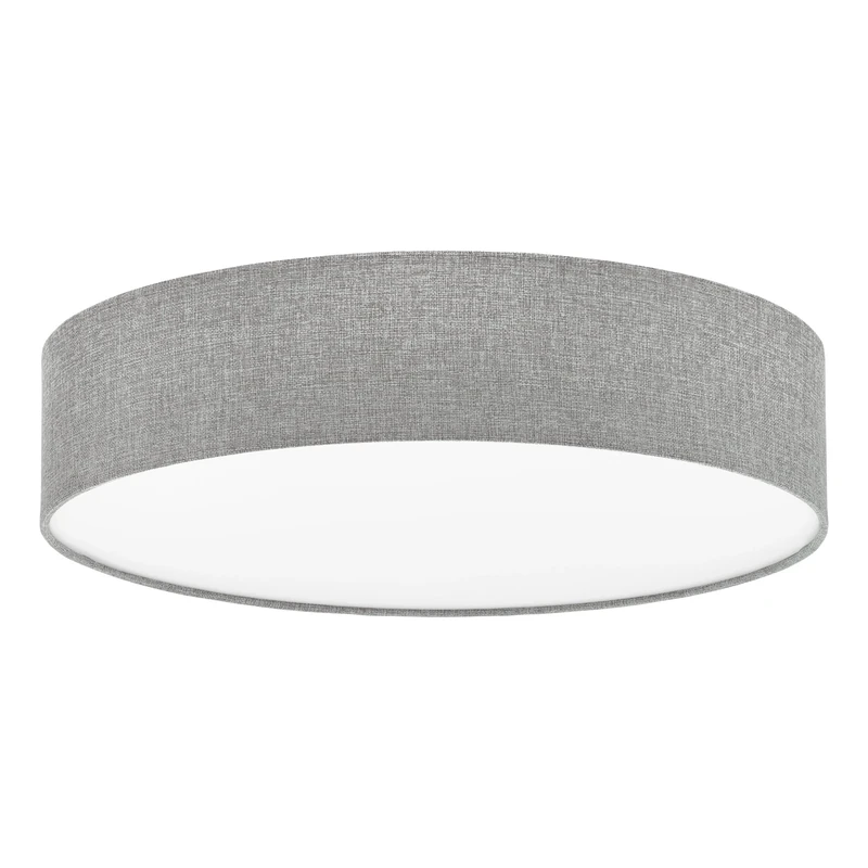 Eglo Ceiling Light Pasteri, 3-Light Fabric Ceiling Lamp, Material: Steel, Fabric, Colour: Linen Grey, White, Diameter: 57 cm