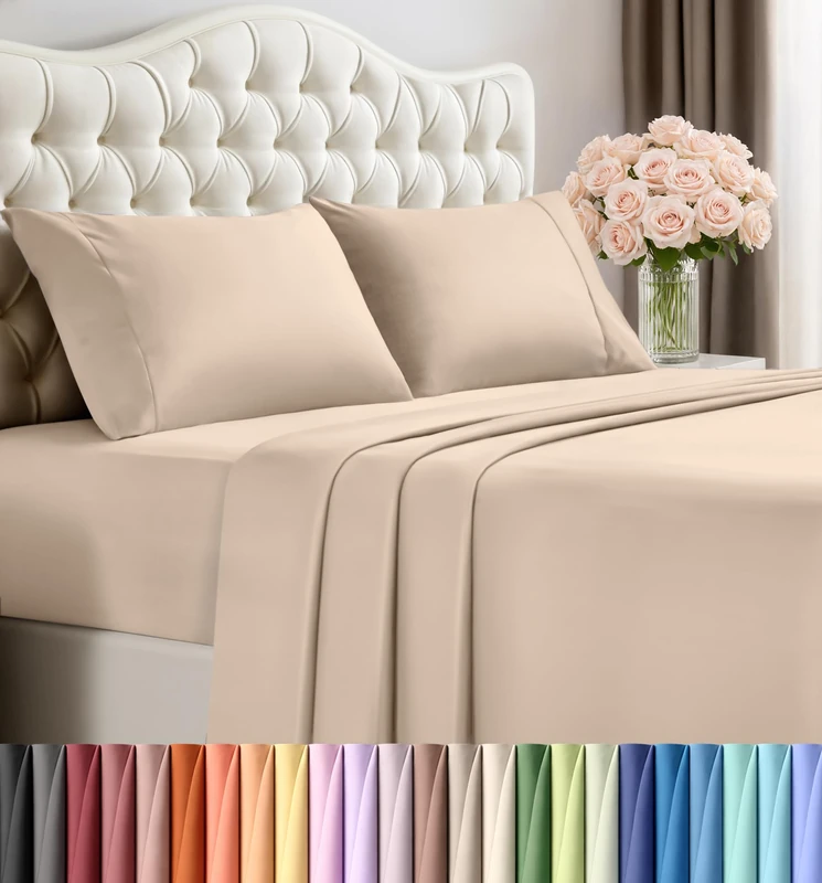 Utopia Bedding California King Bed Sheets Set - 4 Piece Bedding - Brushed Microfiber - Shrinkage and Fade Resistant - Easy Care (California King, Beige)